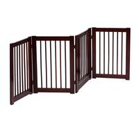 CostwayBarrière de Sécurité Pliable Barrière de Sécurité 4 Panneaux pour Animaux en Bois de Pin 203x1,8x76cm Bordeaux
