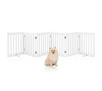 CostwayBarrière de Sécurité Pliable Double Face Barrière Chien 306 x 61 x 2 CM avec 6 Panneaux Aucun Montage Nécessaire 3 Pieds de Support Blanc