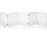 CostwayBarrière de Sécurité pour Chien 3 Panneaux avec 2 Pieds de Soutien 150x60 CM Barrière Modulable Pliable pour Animaux Blanc