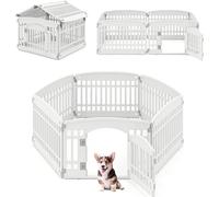 CostwayBarrière Pliable à 6 Panneaux pour Chiens Moyens & Petits Enclos d'Exercice Portable avec Porte à Verrouillage Sécurisé Blanc