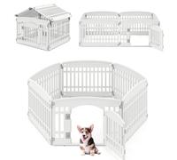 CostwayBarrière Pliable à 6 Panneaux pour Chiens Moyens & Petits Enclos d'Exercice Portable avec Porte à Verrouillage Sécurisé Blanc