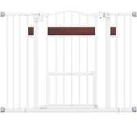 CostwayBarrière pour Animaux de Compagnie Extra Large pour Ouvertures de 76 à 104 cm avec Petite Porte 2 Extensions sans Pression de Perçage Blanc