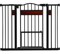 CostwayBarrière pour Animaux de Compagnie Extra Large pour Ouvertures de 76 à 104 cm avec Petite Porte 2 Extensions sans Pression de Perçage Noir
