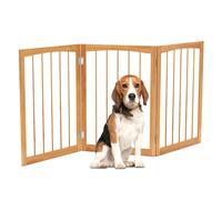 CostwayBarrière pour Chien en Bois de 76CM Barrière de Salle Autoportante Pliable à 3 Panneaux pour Chats Petits et Moyens Chiens Naturel