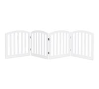 CostwayBarrière Sécurité pour Chien en Bois Pliable Autoportante 4 Pans 246 x 61CM Blanc