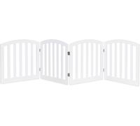 CostwayBarrière Sécurité pour Chien en Bois Pliable Autoportante 4 Pans 246 x 61CM Blanc