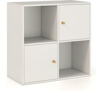 CostwayBibliothèque 4 Cubes Étagère 3 Niveaux avec 2 Compartiments Ouverts 2 Armoires avec 2 Kits Anti-Basculement 60 x 29 x 60 cm Blanc