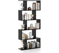 CostwayBibliothèque 5 Niveaux Patins Antidérapants Dispositif Anti-basculement Étagère de Rangement pour Salon Bureau Noir