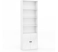 CostwayBibliothèque 5 Niveaux Patins Antidérapants Dispositif Anti-basculement Étagère de Rangement pour Salon Bureau Blanc