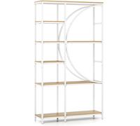 CostwayBibliothèque 6 Niveaux Étagère Industrielle avec Rangement Ouvert Étagère Haute Autoportante en Forme de Arc Structure Métallique Naturel