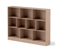 CostwayBibliothèque à 10 Cases Armoire de Rangement Autoportante à 3 Niveaux Kits Anti-basculement Etagère de Présentation en Bois de 140cm Naturel