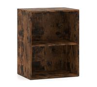 CostwayBibliothèque à 2 Cubes Ouverts Meuble de Rangement à 3 Niveaux avec Étagère Réglable à 5 Positions 42 x 29,5 x 53,5 cm Brun Rustique