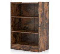 CostwayBibliothèque à 3 Niveaux avec 2 Étagères Réglables et Dispositif Anti-renversement Salon Chambre Bureau 50 x 30 x 75 cm Marron