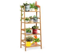 CostwayBibliothèque à 4 Étages en Bambou Étages de Rangement pour Séjour Cuisine Bureau Nature