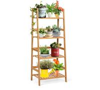 CostwayBibliothèque à 4 Étages en Bambou Étages de Rangement pour Séjour Cuisine Bureau Nature