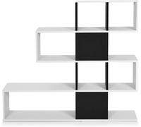 CostwayBibliothèque à 5 Niveaux 120x19,5x109 CM Étagère de Rangement avec Dispositif Anti-basculement et Patins Antidérapants Blanc et Noir