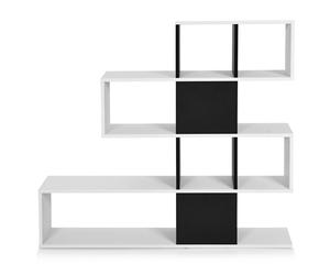 CostwayBibliothèque à 5 Niveaux 120x19,5x109 CM Étagère de Rangement avec Dispositif Anti-basculement et Patins Antidérapants Blanc et Noir