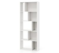 CostwayBibliothèque à 5 Niveaux Etagère de Rangement en Bois avec 10 Compartiments Séparateur de Pièce au Sol Blanc
