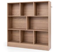 CostwayBibliothèque à 8 Cubes Organiseur de Rangement Autoportant à 3 Niveaux Etagère d'Affichage en Bois de 100 cm Naturel