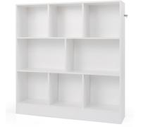 CostwayBibliothèque à 8 Cubes Organiseur de Rangement Autoportant à 3 Niveaux Etagère d'Affichage en Bois de 100 cm Blanc