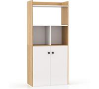 CostwayBibliothèque avec Armoire à Double Porte Etagère Haute à 3 Niveaux Cubes Ouverts Vitrine Moderne Organisateur de Rangement 60x30x140cm