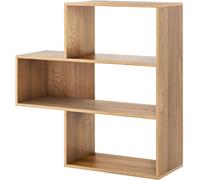 CostwayBibliothèque Convexe Étagères à 3 Niveaux Meuble de Rangement avec Compartiments Ouverts Forme T 29,5 x 84 x 83,5 cm Naturel