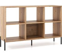 CostwayBibliothèque Cube Meuble de Rangement à 6 Casiers 5 Pieds en métal Étagères Réglables Patins Antidérapants Naturel