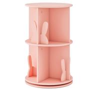 CostwayBibliothèque d?Angle Ronde et Rotative pour Enfants Etagère de Rangement Autoportante à 2 Niveaux Pivotante à 360° Salon Rose