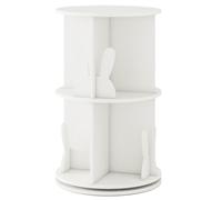 CostwayBibliothèque d?Angle Ronde et Rotative pour Enfants Etagère de Rangement Autoportante à 2 Niveaux Pivotante à 360° Salon Blanc