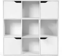 CostwayBibliothèque de Rangement Cube de Rangement 5 avec Portes 90 x 29 x 90 cm Blanc