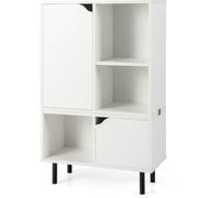 CostwayBibliothèque Empilable Meuble de Rangement à Combinaison en Treillis avec Étagère et Cubes Ajustables 60x30x96,5cm Blanc