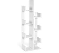 CostwayBibliothèque en Forme d'Arbre à 8 Niveaux Étagère de Rangement Etagère à Livres avec Dispositif Anti-basculement Blanc