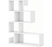 CostwayBibliothèque en Forme de S à 5 Niveaux Bibliothèque Géométrique Cubes Ouverts Etagère Décorative Moderne Kits Anti-renversement Blanc