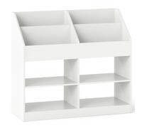 CostwayBibliotheque Enfant 4 Niveaux avec 4 Cubes 4 Compartiments Ouvertes&Anti-Basculement Presentoir Bebe Montessori Charge 60KG Blanc