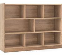 CostwayBibliothèque Enfants à 3 Niveaux avec 8 Cases Étagère à Livres Enfant avec Espace de Rangement Charge 60kg 122 x 32 x 93 CM Naturel