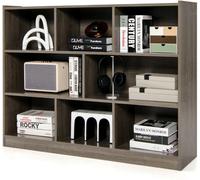 CostwayBibliothèque Enfants à 3 Niveaux avec 8 Cases Étagère à Livres Enfant avec Espace de Rangement Charge 60kg 122 x 32 x 93 CM Gris