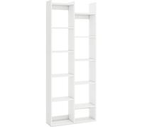 CostwayBibliothèque Étagère à 12 Niveaux avec Kits Anti-Retournement Étagère en Bois Unité de Rangement en Forme d'Arbre Organisateur Blanc
