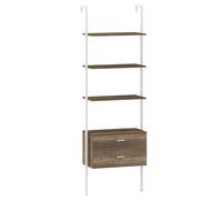 CostwayBibliothèque Étagère à 6 Niveaux avec 2 Tiroirs 184 cm de Haut Étagère Murale avec Cadre en Métal Meuble de Rangement Moderne Ouvert Gris