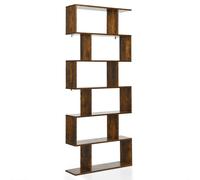 CostwayBibliothèque/Étagère de Rangement à 6 Niveaux-80x23x191 CM de Style Industriel en Forme de S pour Salon Chambre Café
