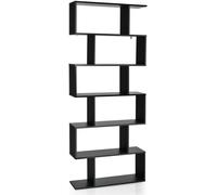 CostwayBibliothèque/Étagère de Rangement à 6 Niveaux-80x23x191 CM de Style Industriel en Forme de S pour Salon Chambre Noir