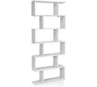 CostwayBibliothèque/Étagère de Rangement à 6 Niveaux-80x23x191 CM de Style Industriel en Forme de S pour Salon Chambre Blanc