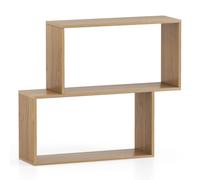 CostwayBibliothèque Géométrique à 3 Niveaux Bibliothèque en Bois Autoportante avec 2 Compartiments Cubiques Étagère de Rangement Ouverte Naturel