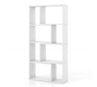 CostwayBibliothèque Géométrique à 4 Niveaux 120 cm de Haut Etagères Ouvertes de Rangement Moderne à 8 Cases Armoire Autoportante Blanc
