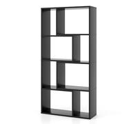 CostwayBibliothèque Géométrique à 4 Niveaux 120 cm de Haut Etagères Ouvertes de Rangement Moderne à 8 Cases Armoire Autoportante Noir
