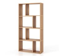 CostwayBibliothèque Géométrique à 4 Niveaux 120 cm de Haut Etagères Ouvertes de Rangement Moderne à 8 Cases Armoire Autoportante Naturel