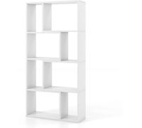 COSTWAY Bibliothèque Géométrique à 4 Niveaux, H 120 cm, Etagères Ouvertes de Rangement à 8 Cases, pour Salon Chambre Bureau, Blanc