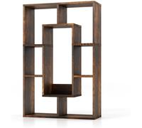 CostwayBibliothèque Géométrique à 7 Cubes Étagère d'Angle Ouverte et Décorative Séparateur de Pièce Kit Anti-renversement Café