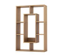 CostwayBibliothèque Géométrique à 7 Cubes Étagère d'Angle Ouverte Moderne et Décorative Séparateur de Pièce Kit Anti-renversement Naturel