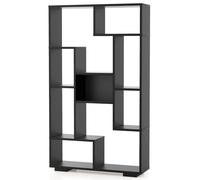 CostwayBibliothèque Géométrique Moderne de 120 cm Étagères Ouvertes Étagère de Rangement Autoportante avec Kits Anti-basculement Noir