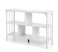 CostwayBibliothèque Industrielle 3 Niveaux en Bois Étagère à Livres Ouverte avec Cadre en Métal Renforts Triangulaires Kits Anti-basculement Blanc